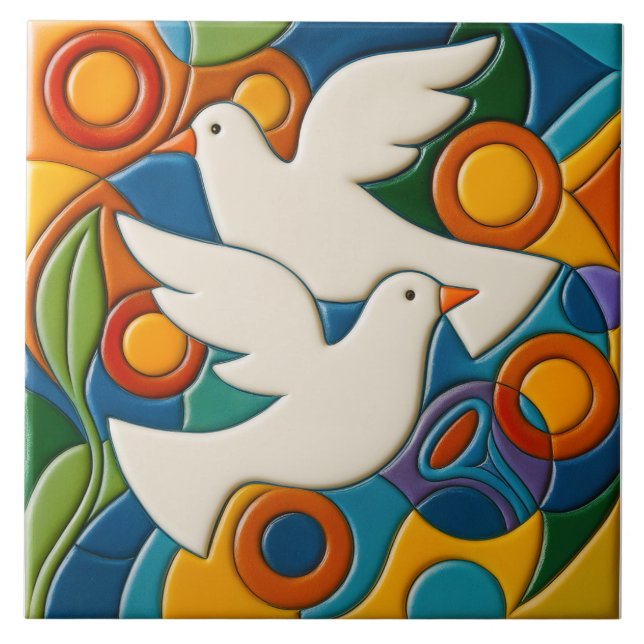 Azulejo de Palomas Blancas (Frente)