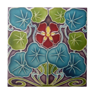Azulejo de pared de cerámica de Nenúfares Art Nouv