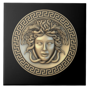 Azulejo de pared de diseñador Medusa dorada "El nu