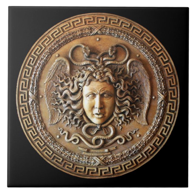 Azulejo de pared de Medusa francés de bronce con l (Frente)