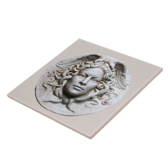 Azulejo de pared Medusa de mármol beige neutro (Lado)