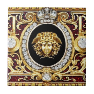Azulejo de pared Medusa dorada con gemas