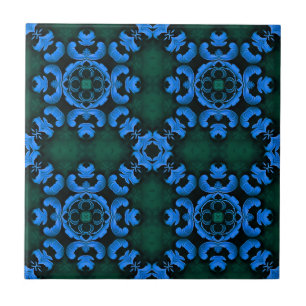 Azulejo de patrón arabesco azul elegante