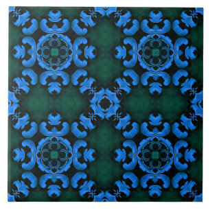 Azulejo de patrón arabesco azul elegante