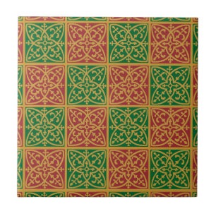 Azulejo de patrón festivo verde rojo