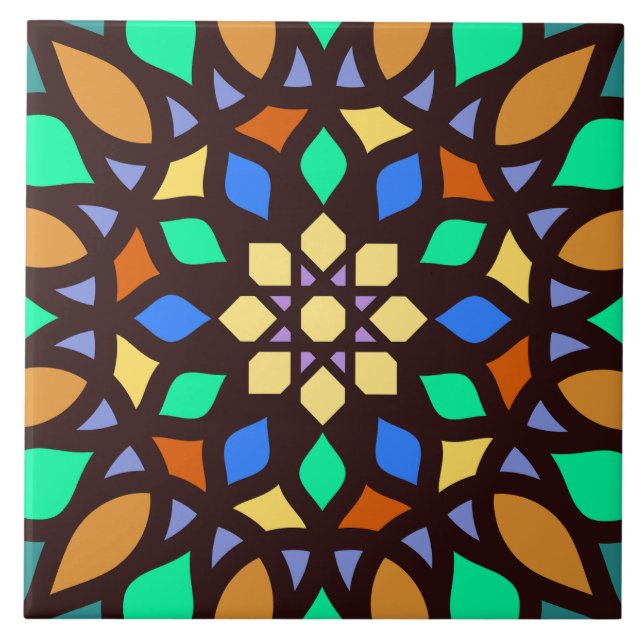 azulejo de patrón geométrico de mosaico islámico (Frente)