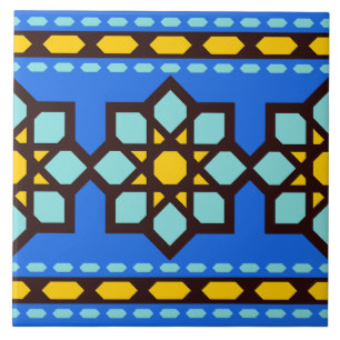 azulejo de patrón geométrico islámico azul