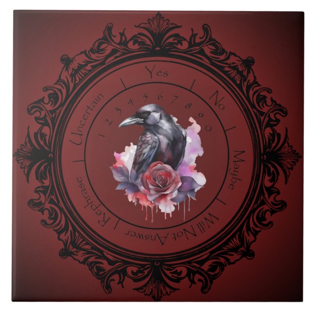 Azulejo de Péndulo Cuervo Gótico Rojo (Frente)