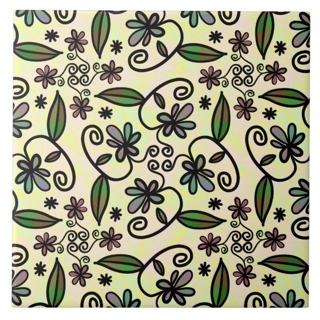 azulejo de pétalos botánicos (Frente)