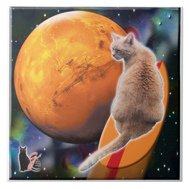 Azulejo de Pimiento Chili Star Surfer-Gata (Frente)