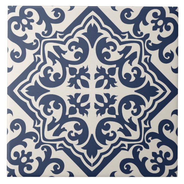 Azulejo de Rollo Andaluz Azul Marino (Frente)