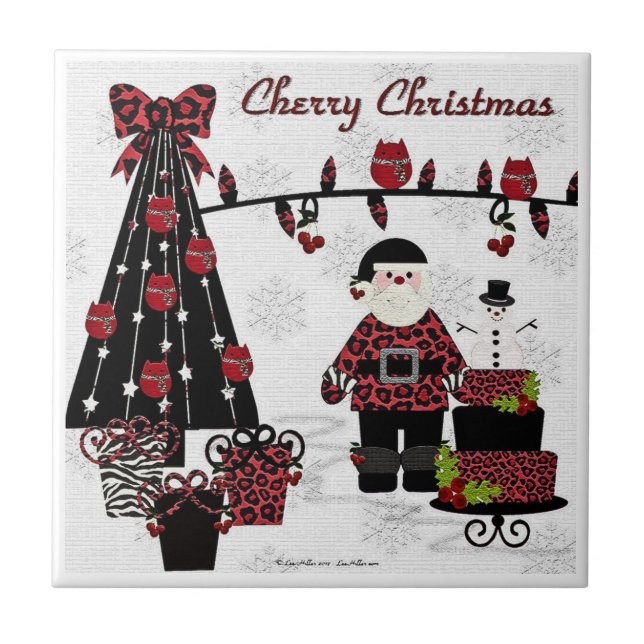 Azulejo de Santa Navidad Cereza Rockabilly RAB (Frente)