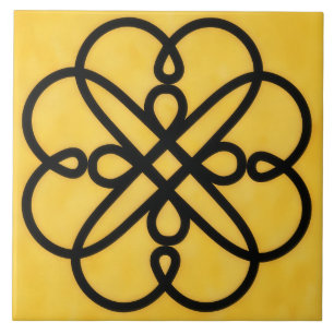 Azulejo de símbolo de estilo celta dorado y negro