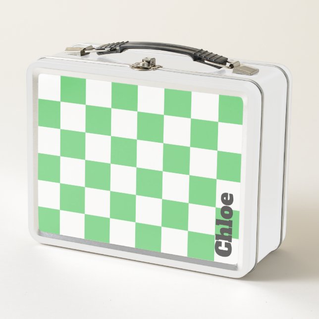 Azulejo de tablero de ajedrez verde retro Y2K  (Anverso)