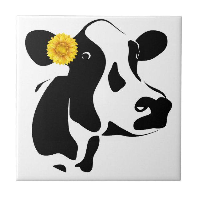 Azulejo de Vaca Negro y Blanco (Frente)
