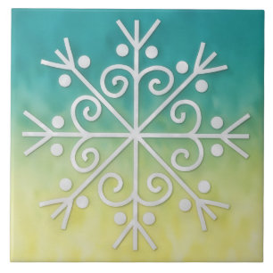 Azulejo de vacaciones de invierno con copo de niev
