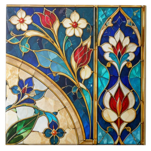 Azulejo de vidrio tintado de tulipán floral Damasc