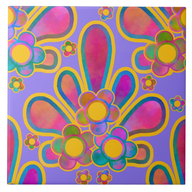 Azulejo Decadent Guilent Retro Watercolor Ploomf Twilight (Frente)