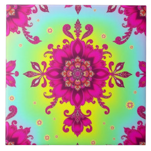 Azulejo Declaración de las Damas Floral Rosa Chintz Tile
