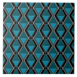 Azulejo deco de arte de patrón geométrico azul negro
