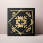 Azulejo Deco de arte negro y oro<br><div class="desc">Decoran la oficina con este diseño de estilo Art Déco Negro y Oro. Puede personalizar más adelante haciendo clic en el botón "PERSONALIZAR". Cambie el color de fondo si lo desea. Si desea más información, póngase en contacto con nosotros en ThePaperieGarden@gmail.com.</div>