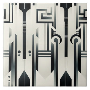 Azulejo Deco en blanco y negro, columnas y tótem