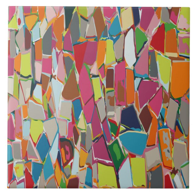 Azulejo Deco geométrico moderno Tile cerámico multicolor (Frente)
