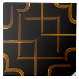 Azulejo Deco Grid Black Gold Luxury Geometric Bathroom Til