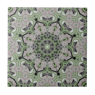 Azulejo Decodificación de color gris verde ornamental abs