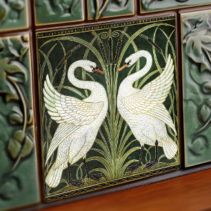 Azulejo Decoración Art Deco Cisne Pared Decoración Art Nou