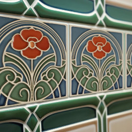 Azulejo Decoración Art Nouveau Art Deco de Tulip Rojo