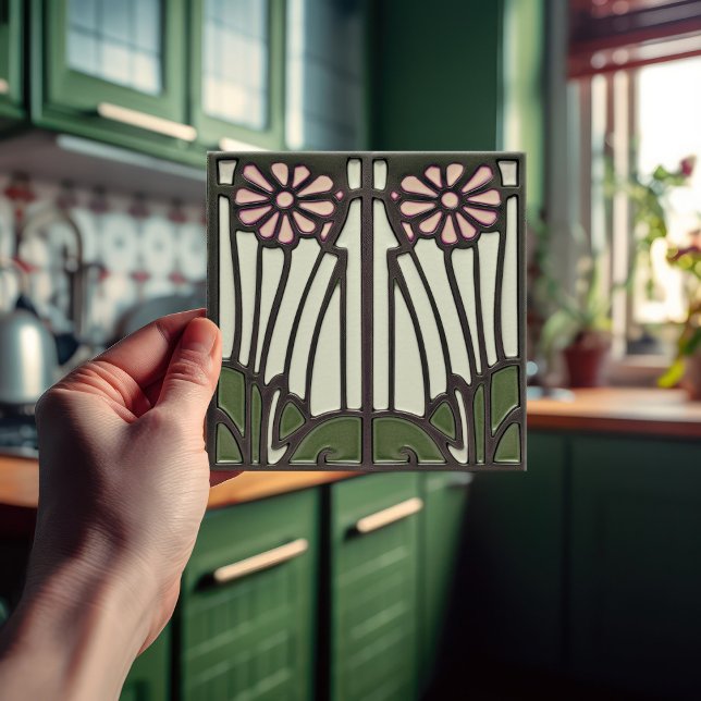 Azulejo Decoración Art Nouveau De Estilo Rosa Daisy Art De (Subido por el creador)