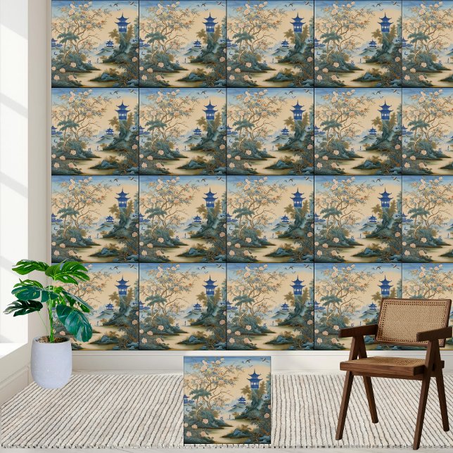Azulejo Decoración artística de estilo oriental de Chinois (Artistic Eastern Inspired Chinoiserie Tile Decor)