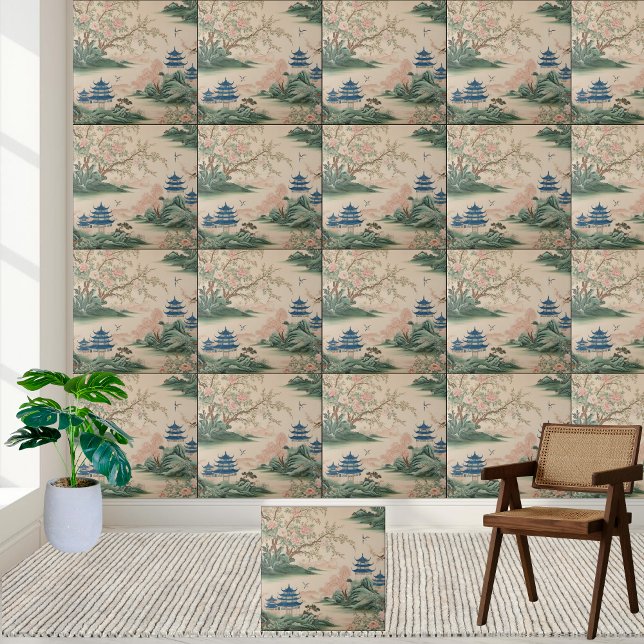 Azulejo Decoración asiática de lujo Chinoiserie Tile (Luxury Asian Decor Chinoiserie Tile)