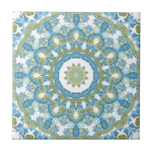 Azulejo Decoración blanca verde azul sin igual