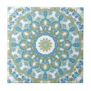Azulejo Decoración blanca verde azul sin igual