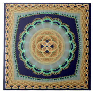 Azulejo Decoración brillante y fruncida fractal