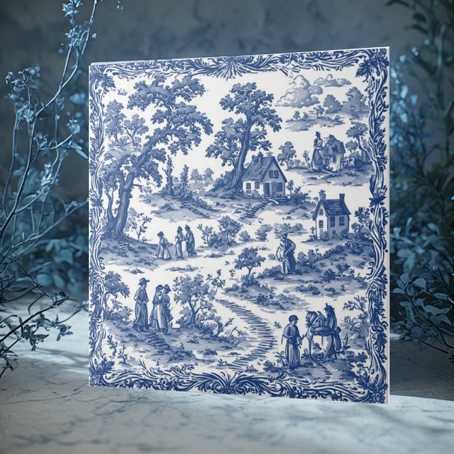 Azulejo Decoración Chic Rústica Francesa Campestre (Rustic French Country Folks Shabby Chic Decor Chic Ceramic Tile)