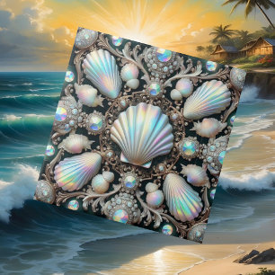 Azulejo Decoración Costera de Lujo   Diamantes y Conchas M