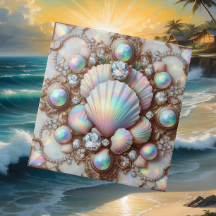 Azulejo Decoración Costera de Lujo   Diamantes y Conchas M