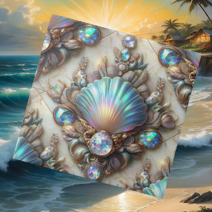 Azulejo Decoración Costera de Lujo   Diamantes y Conchas M