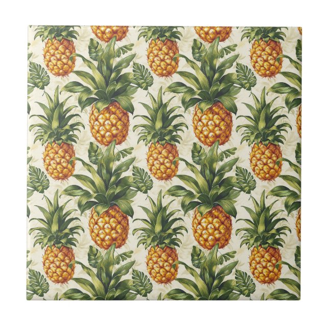 Azulejo Decoración de hogar de piña tropical (Frente)
