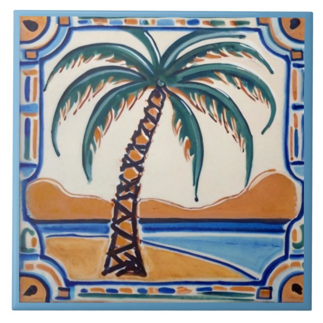Azulejo Decoración de la casa de playa tropical Palm Tree (Frente)