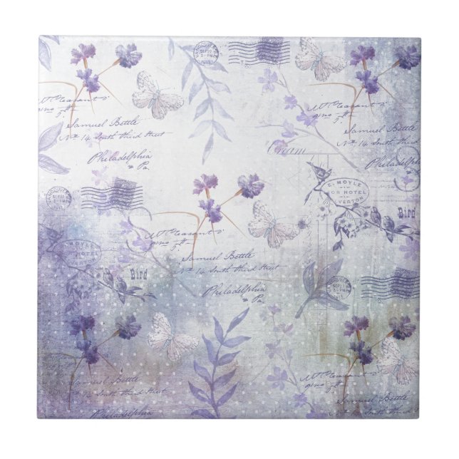 Azulejo Decoración de las flores de lavanda (Frente)