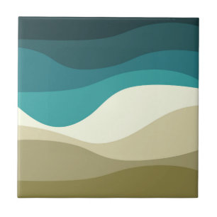 Azulejo Decoración de las olas de estilo retro colorido
