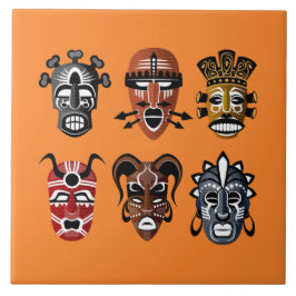 Azulejo Decoración de máscaras africanas muertas