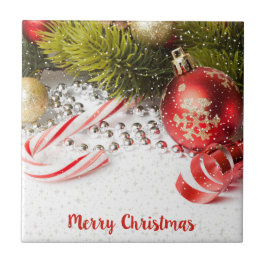 Azulejo Decoración De Navidades Blancos Y Verdes Rojos