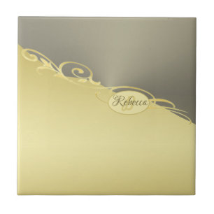 Azulejo Decoración de oro de lujo en oro y plata, Monogram