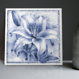 Azulejo Decoración de pared de lirio de Delft Arte Nouveau