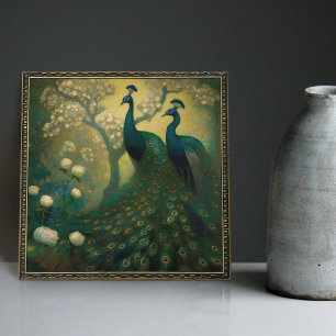 Azulejo Decoración de pared de pavo real Klimt Arte impres
